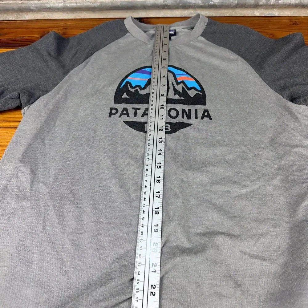 Patagonia Fleece T Shirt Mens Medium Organic Cotton Gray Heavyweight Long Sleeve